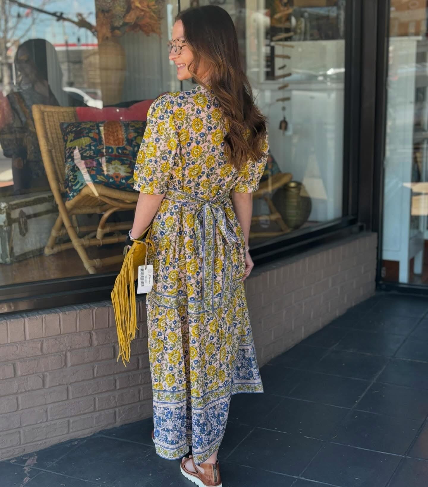 Banded Block Print Dress - Urban Mills Boutique