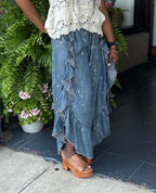 Patchwork Skies Ruffle Pant - Urban Mills Boutique