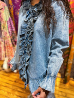 Denim Ruffle Top - Urban Mills Boutique