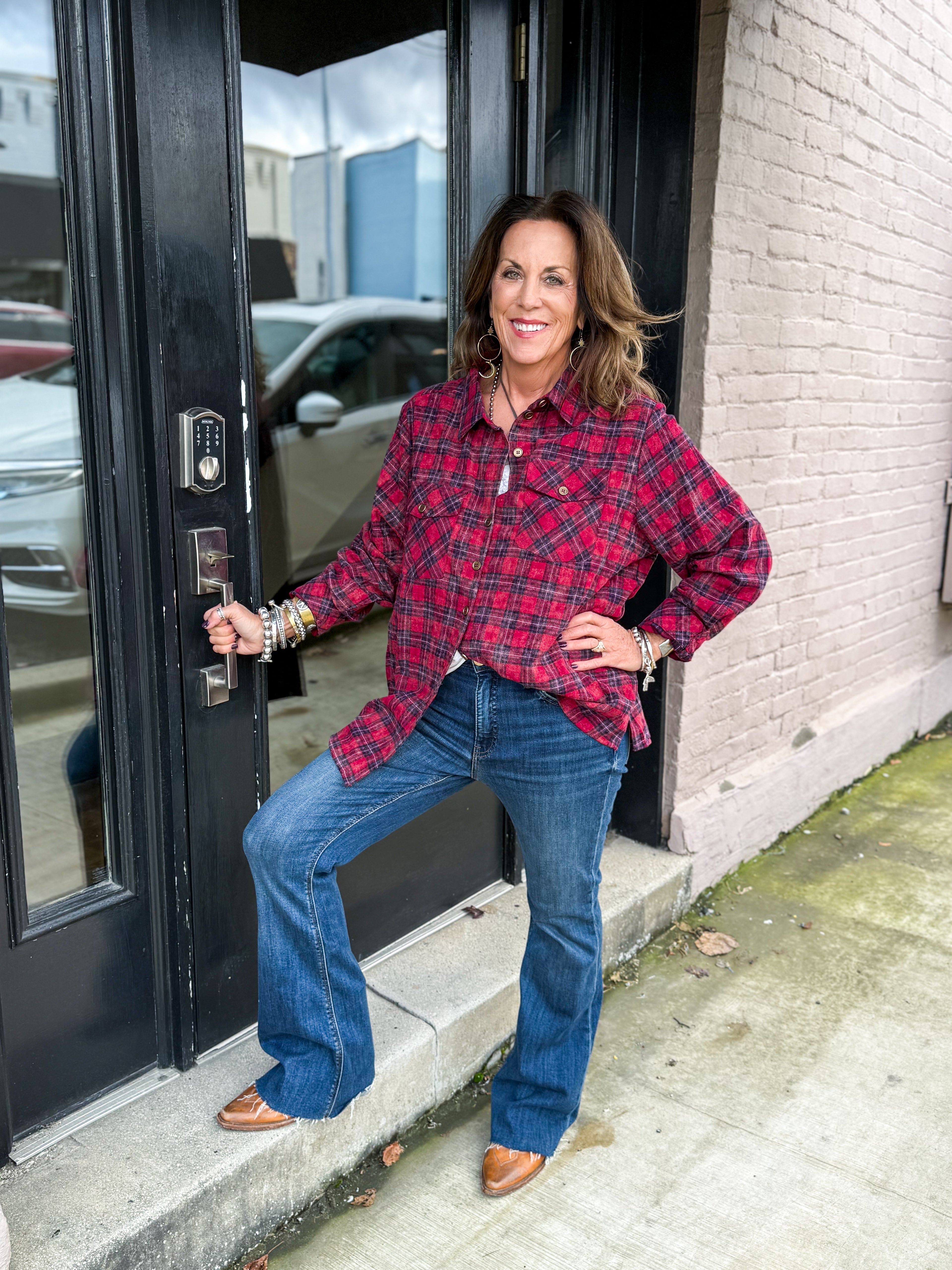 Telluride Patch Flannel RED - Urban Mills Boutique