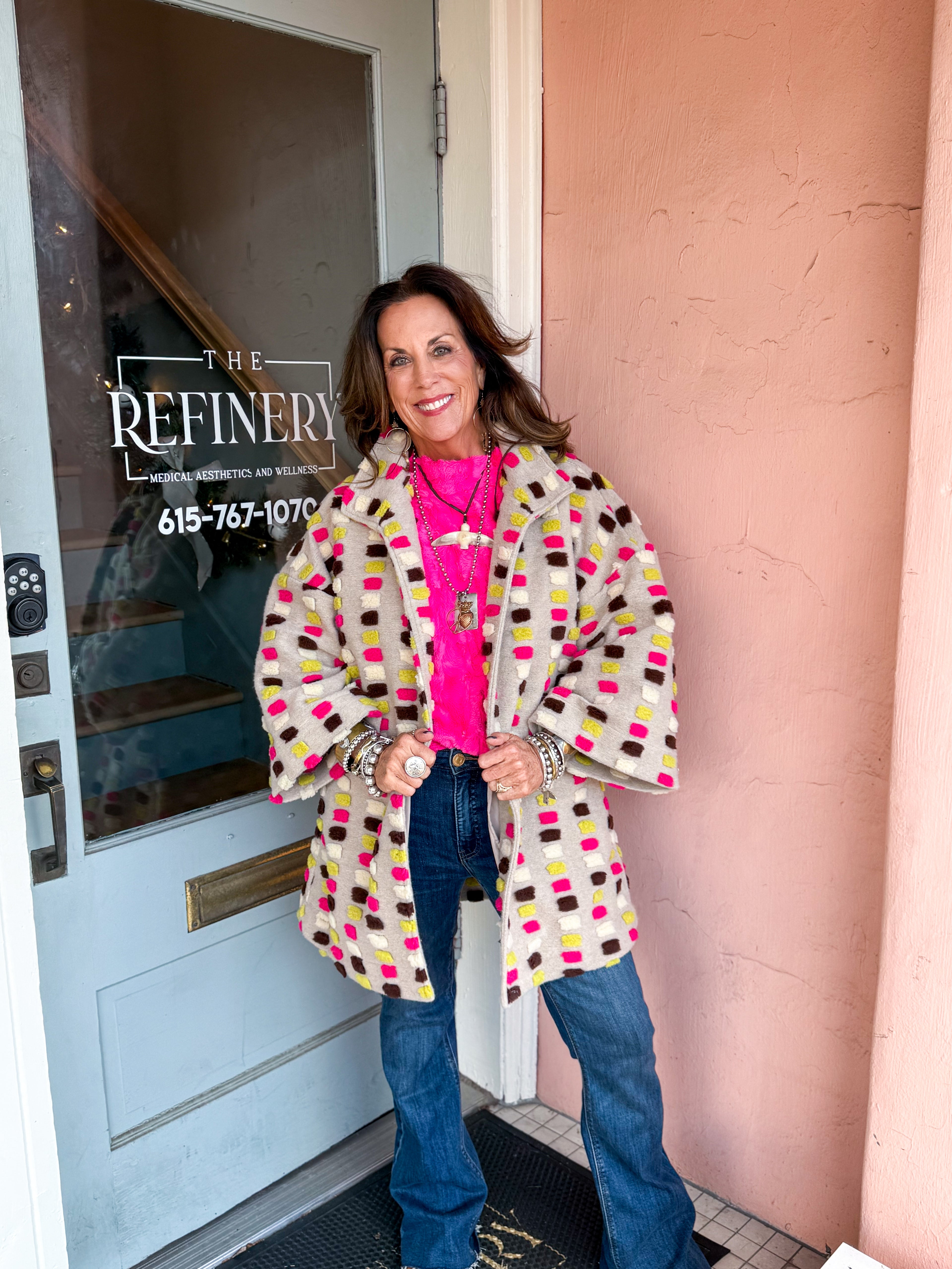 Poof Sleeve Faux Fur PINK - Urban Mills Boutique