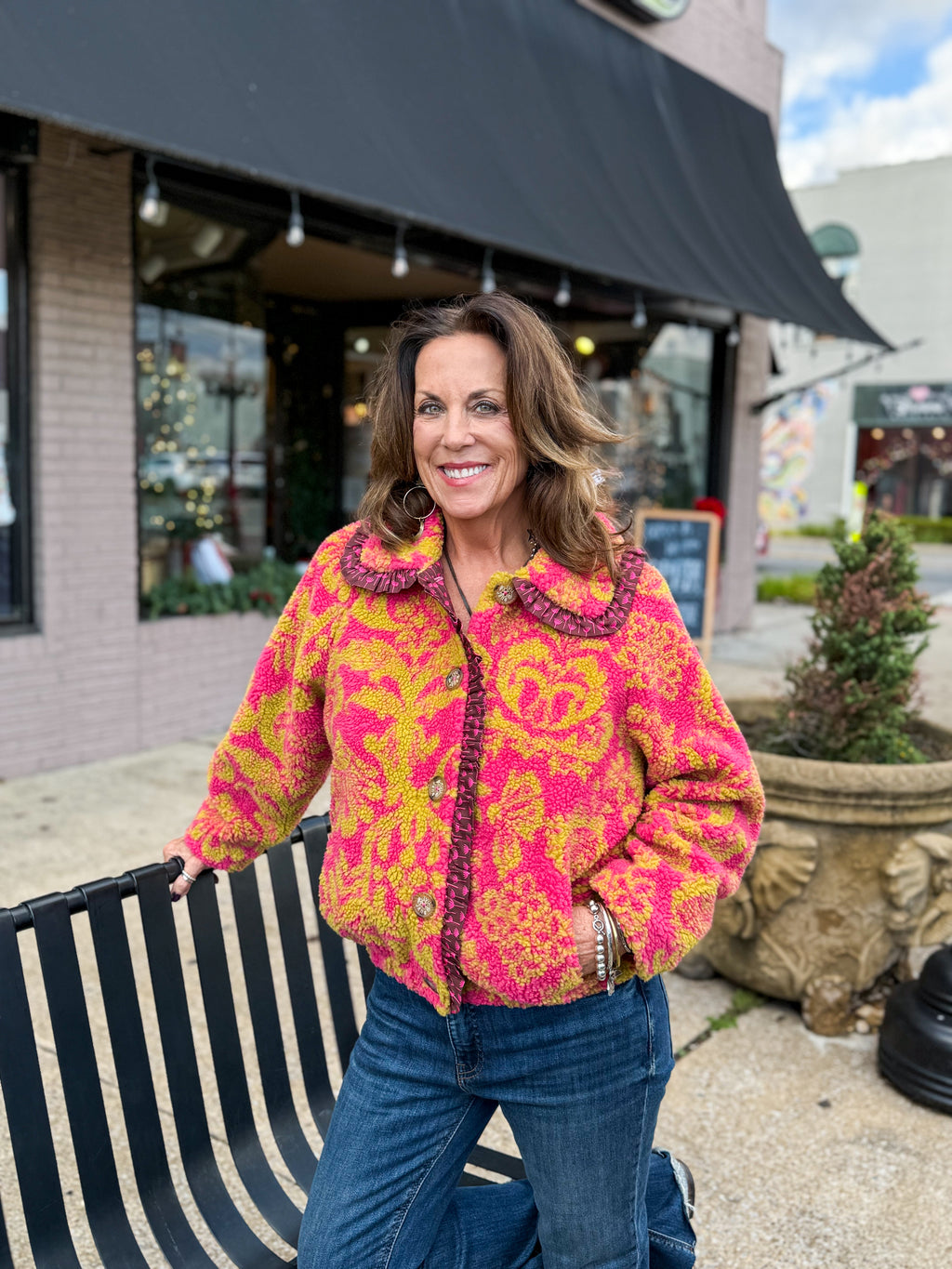 Scroll Sherpa Print Jacket - Urban Mills Boutique