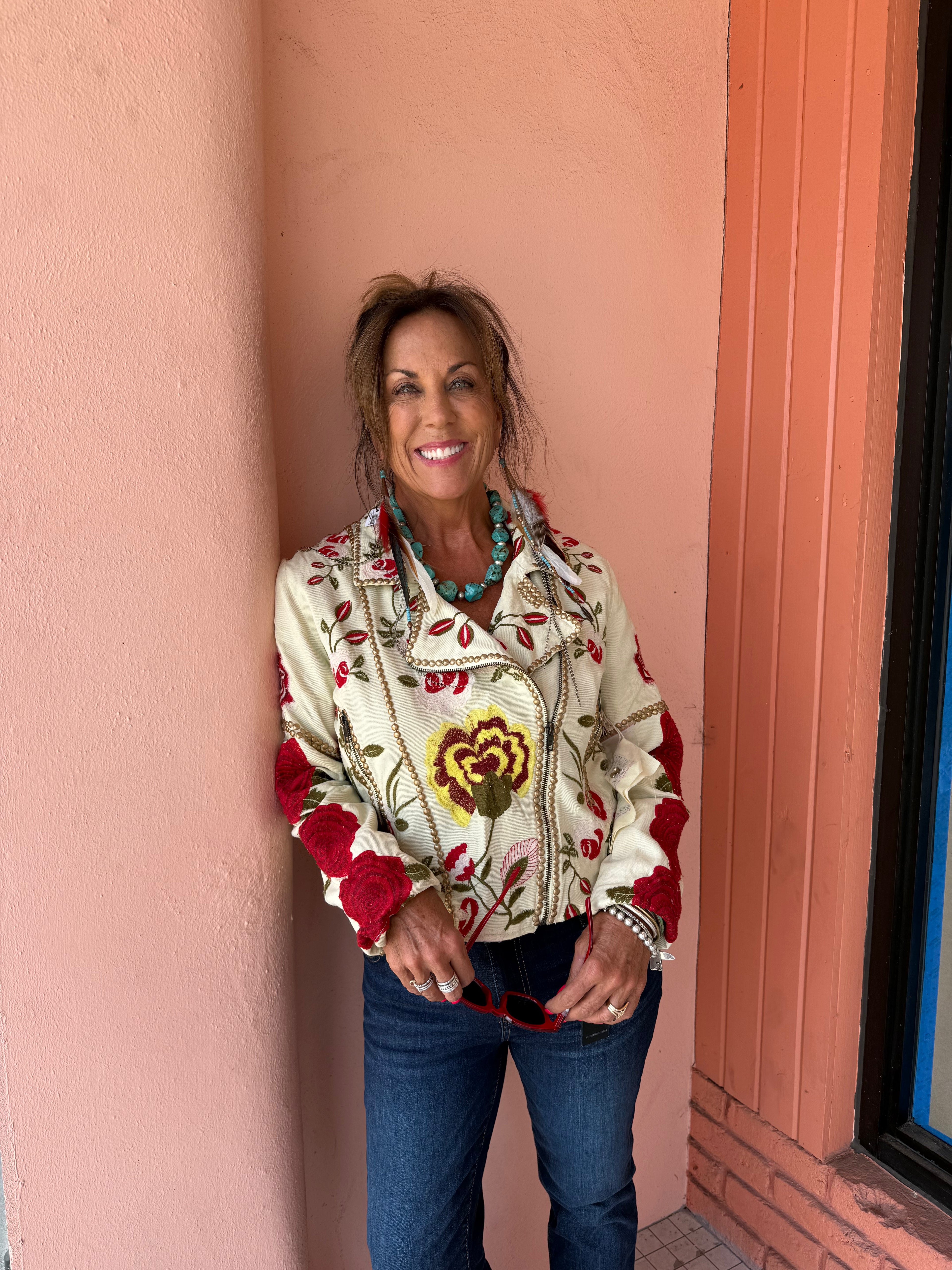 Embroidered Rose Jacket - Urban Mills Boutique