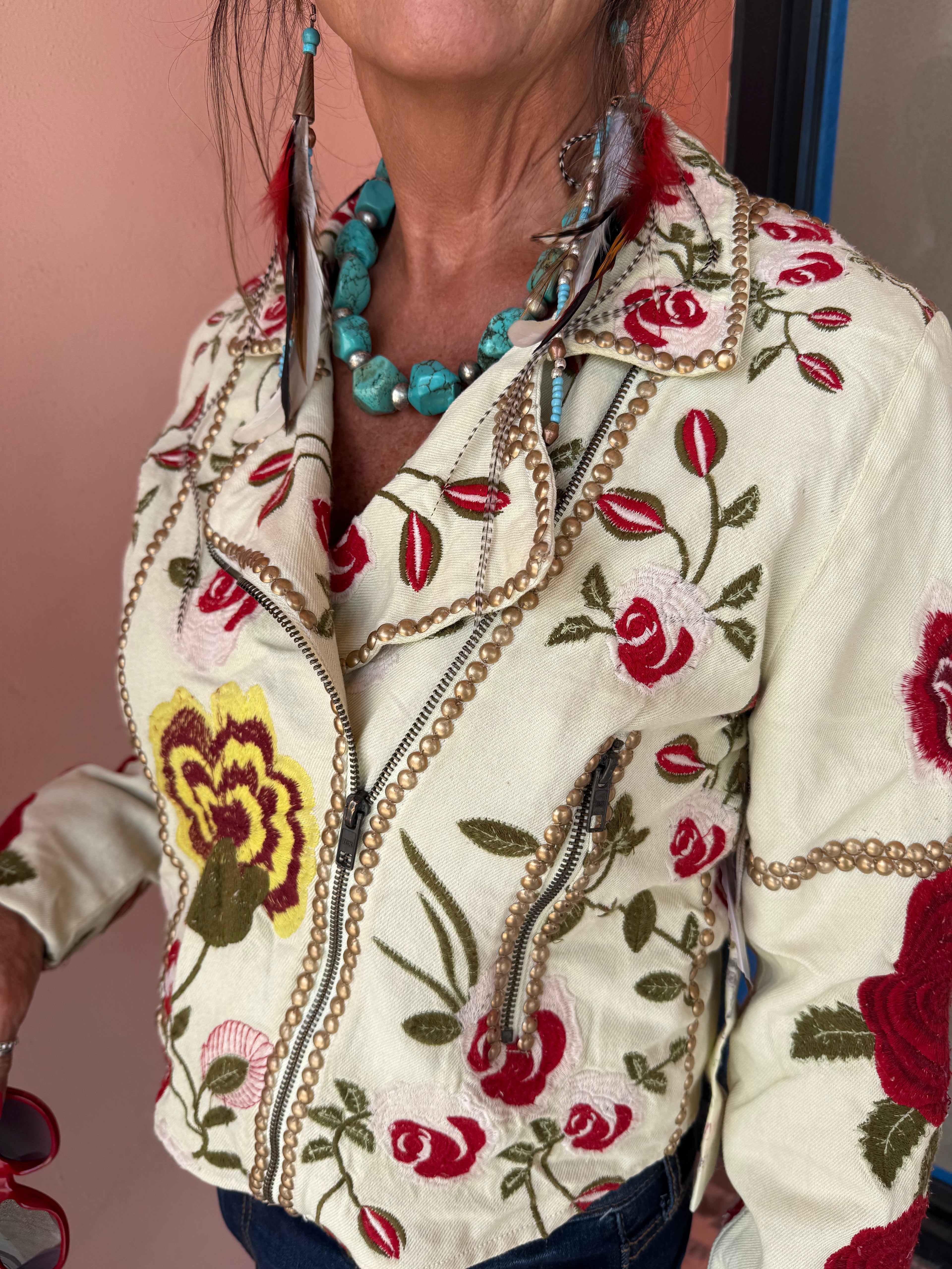 Embroidered Rose Jacket - Urban Mills Boutique