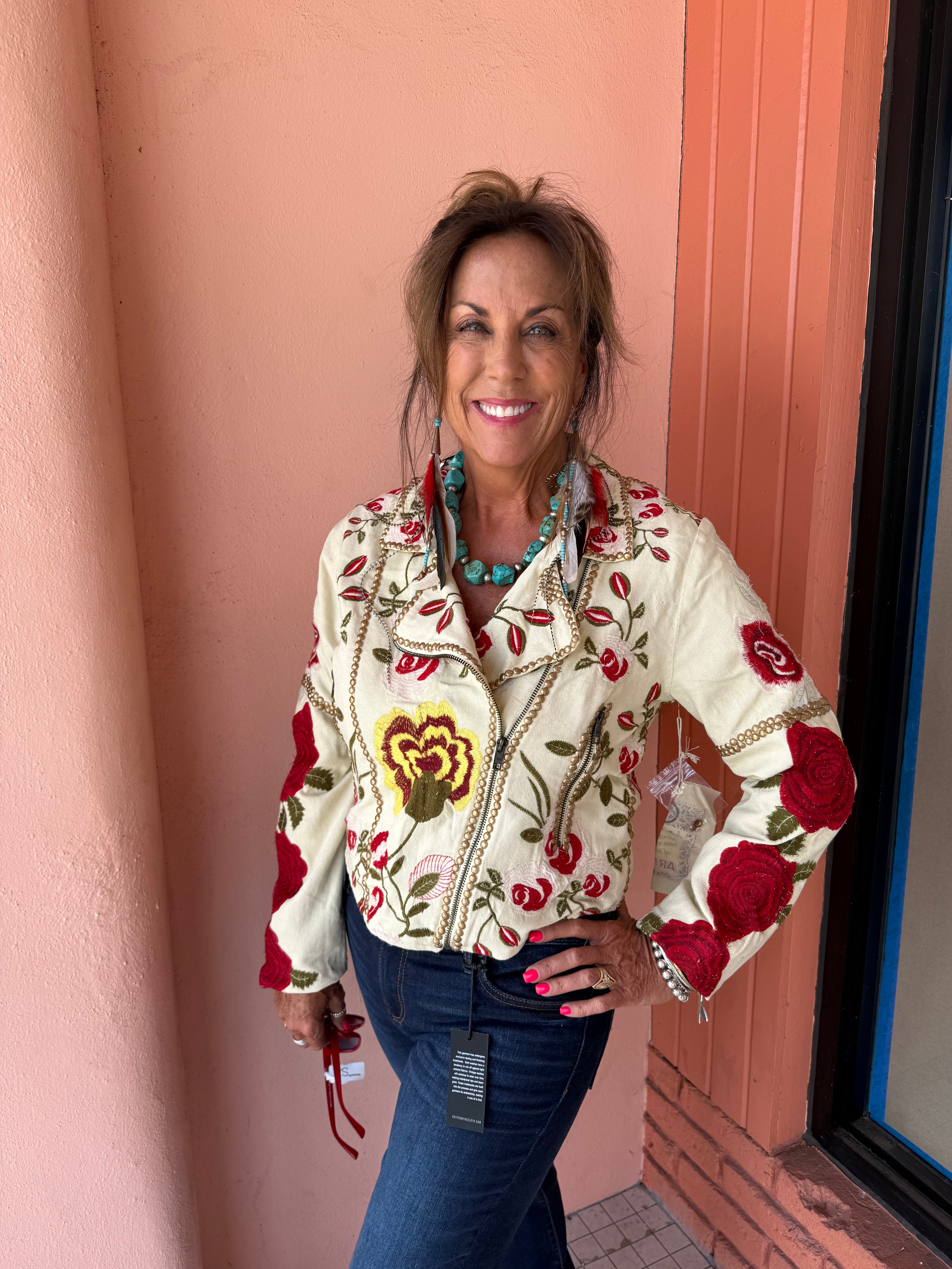 Embroidered Rose Jacket - Urban Mills Boutique