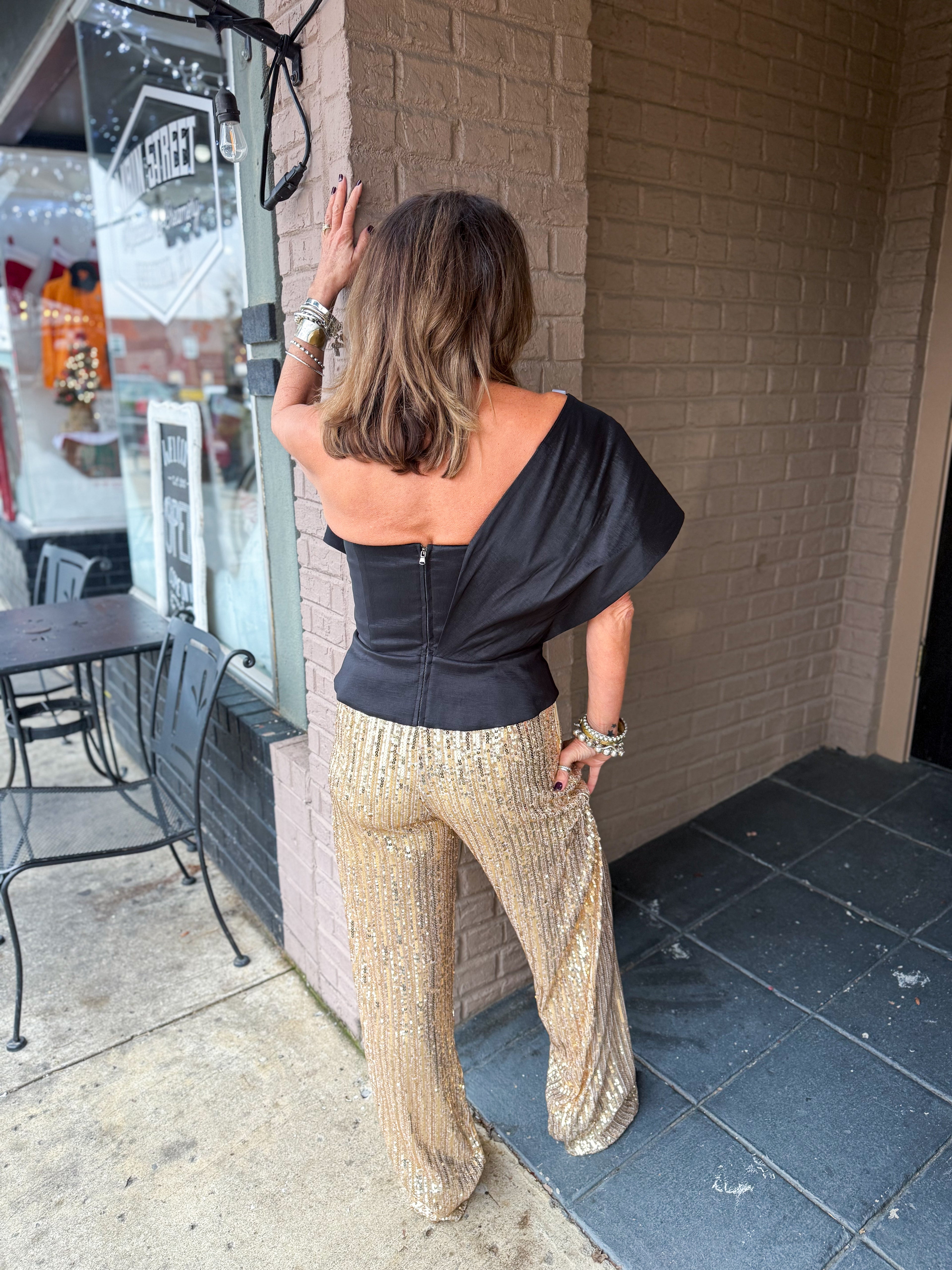 Gold Sequin Pants - Urban Mills Boutique