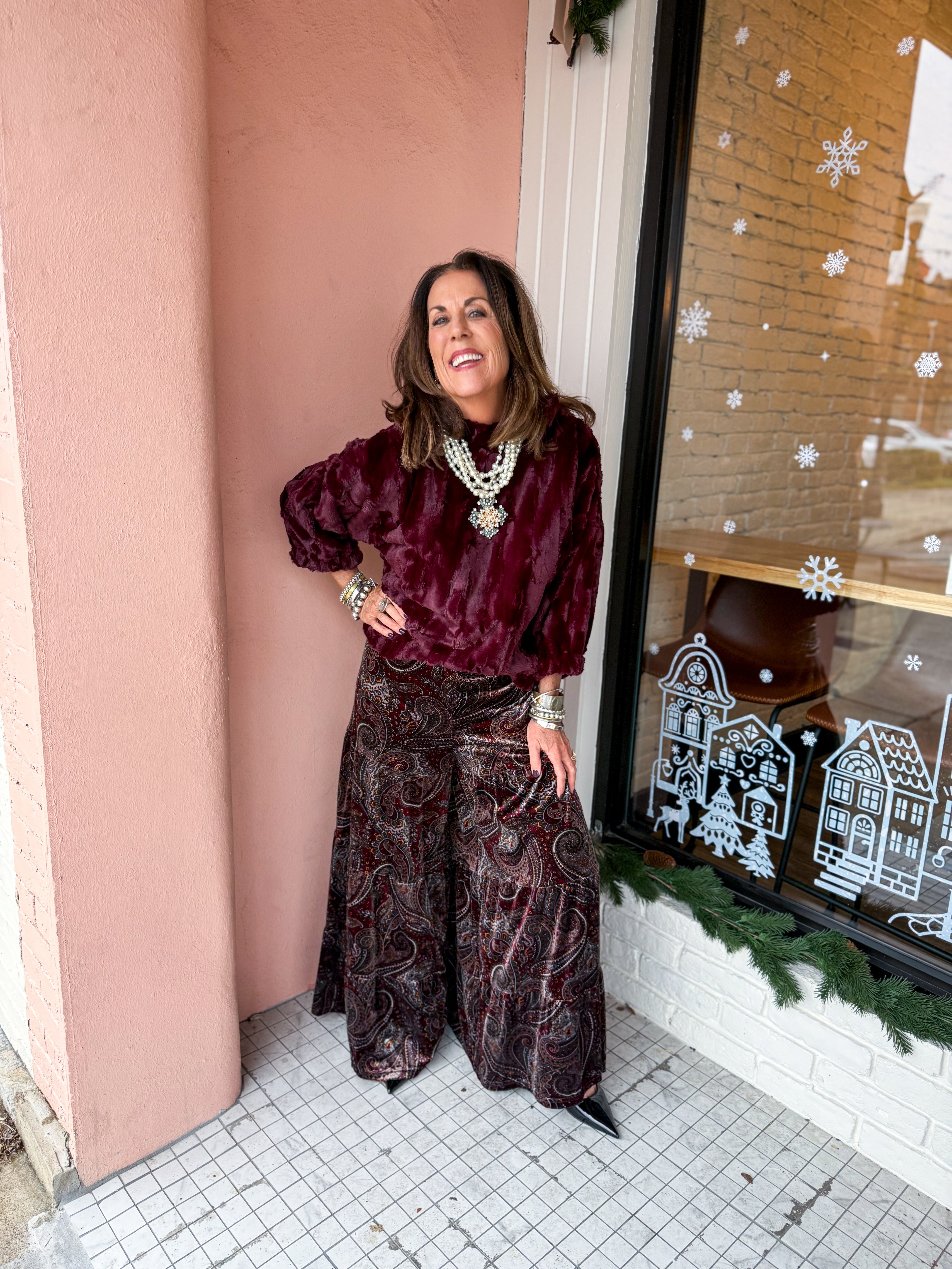 Paisley Velvet Pant - Urban Mills Boutique