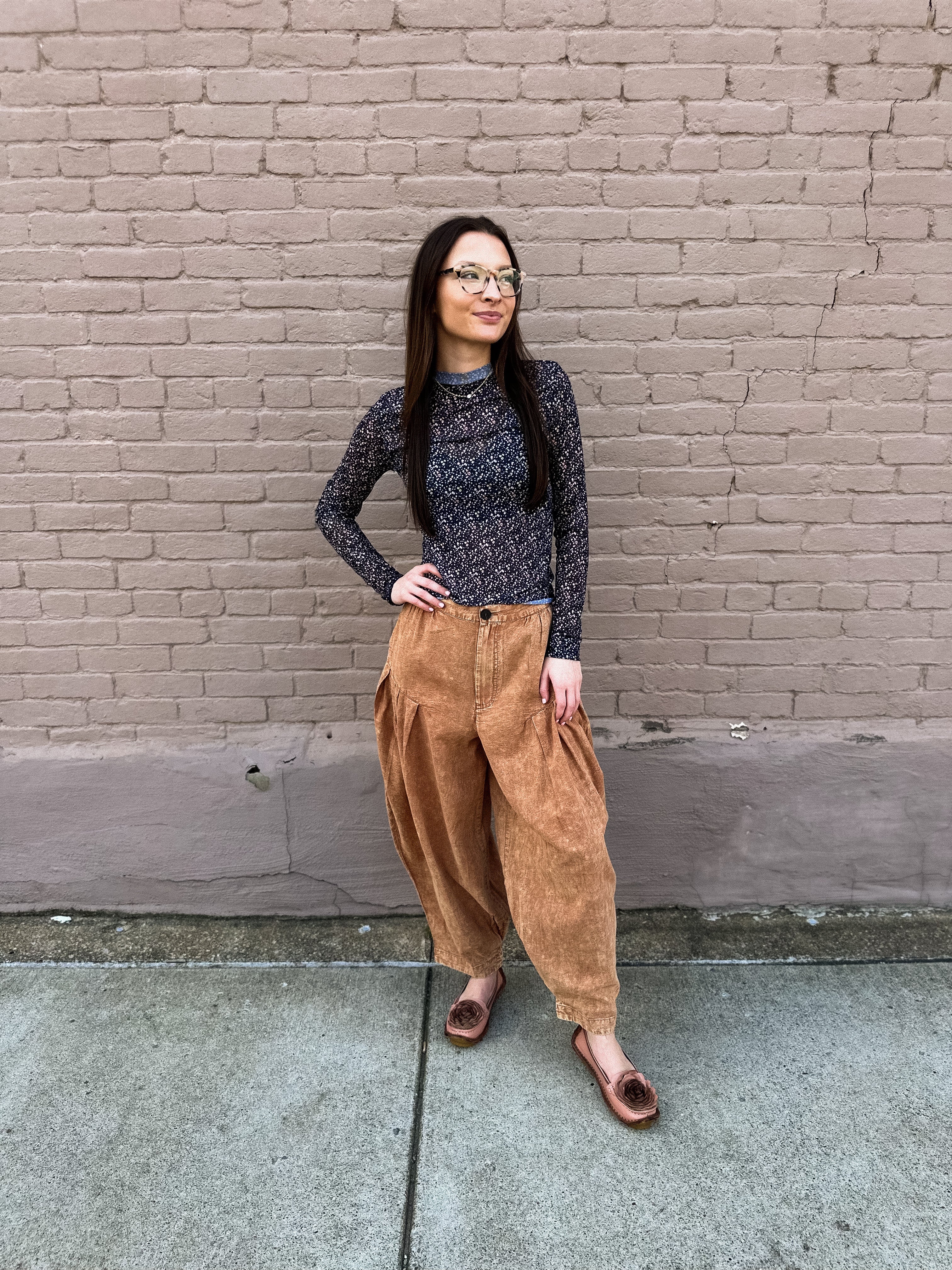 Washed Pleated Wide Leg Brick - Urban Mills Boutique