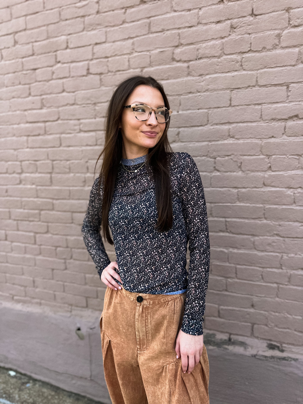 Flower Mesh Top - Black - Urban Mills Boutique