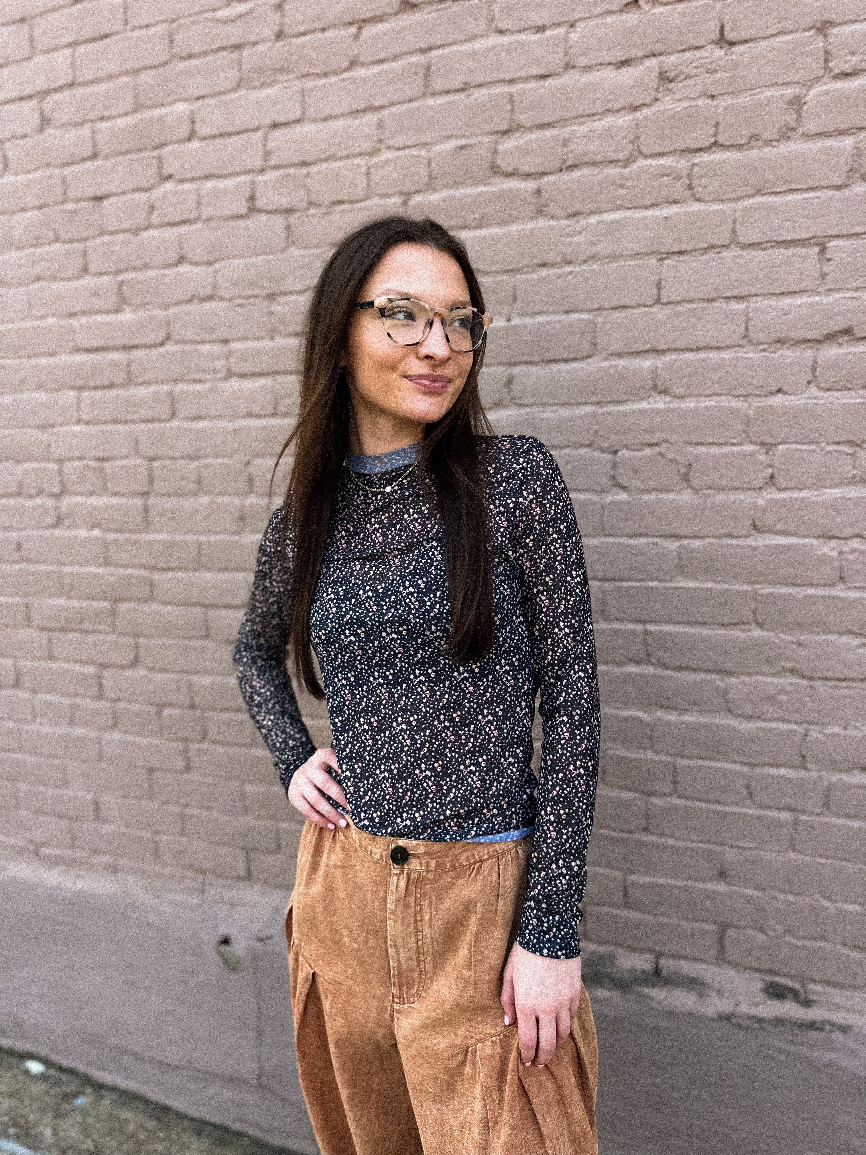 Flower Mesh Top - Black - Urban Mills Boutique