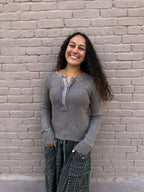 Mineral Washed Thermal Top - Charcoal - Urban Mills Boutique