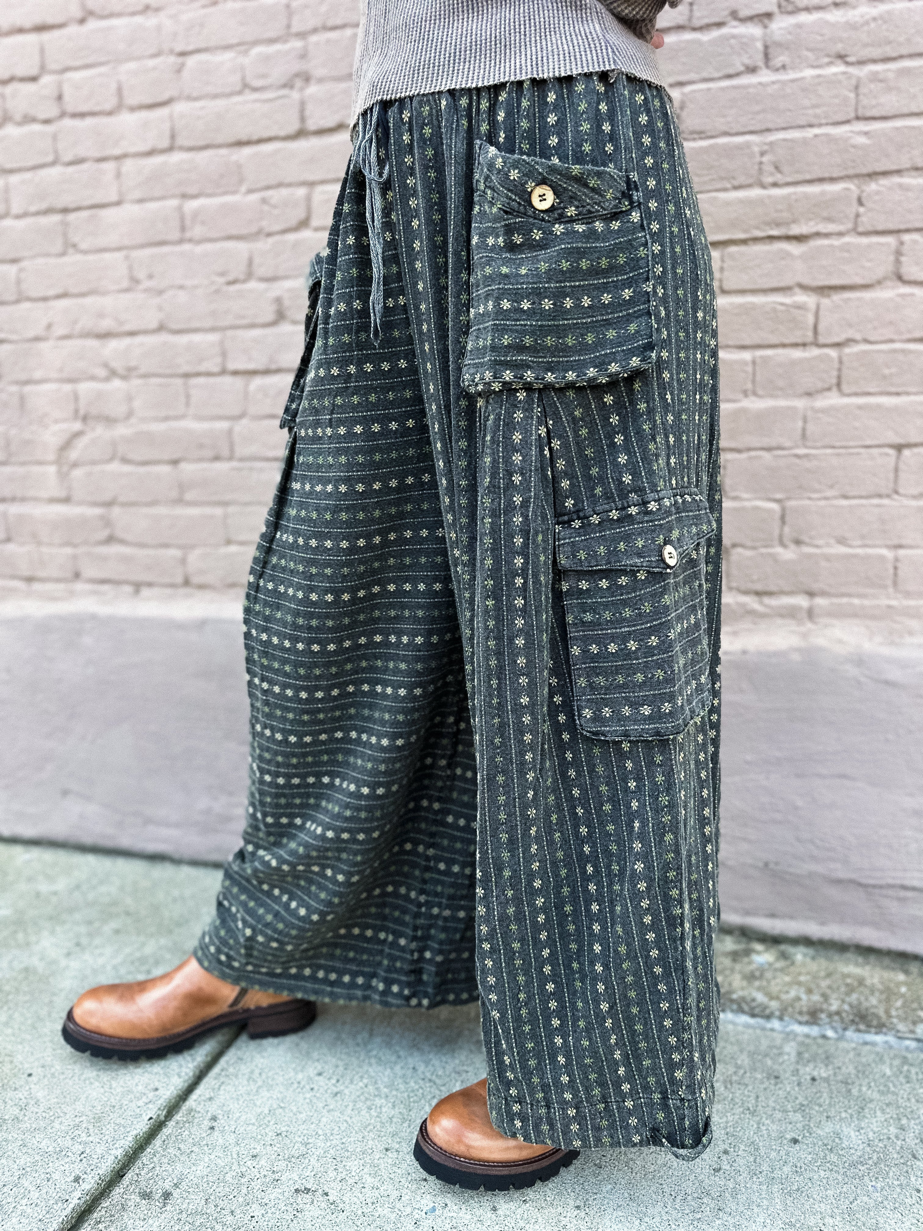 Flower Wide Leg Pants - Urban Mills Boutique