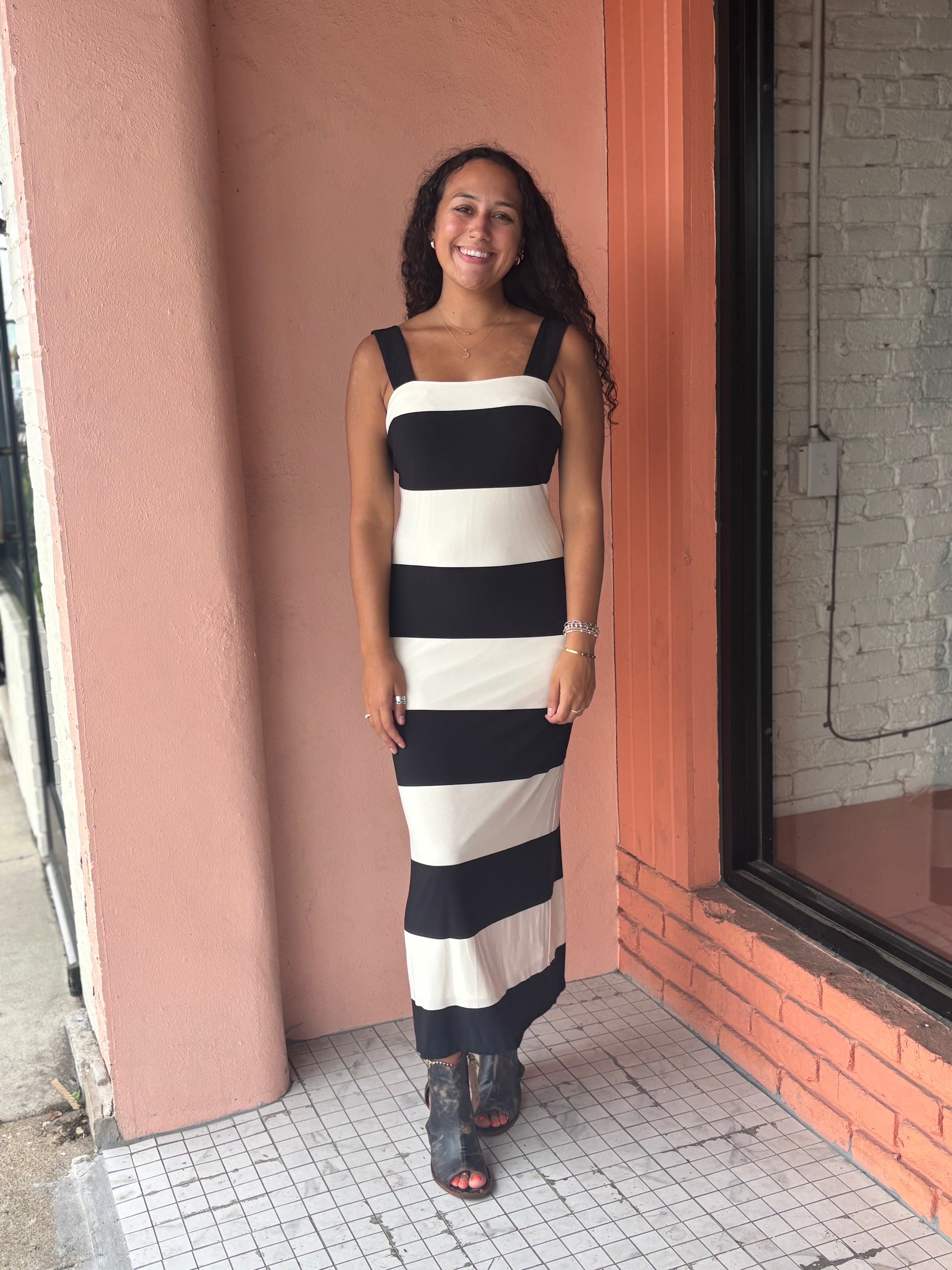 Wide Stripe Dress - Urban Mills Boutique