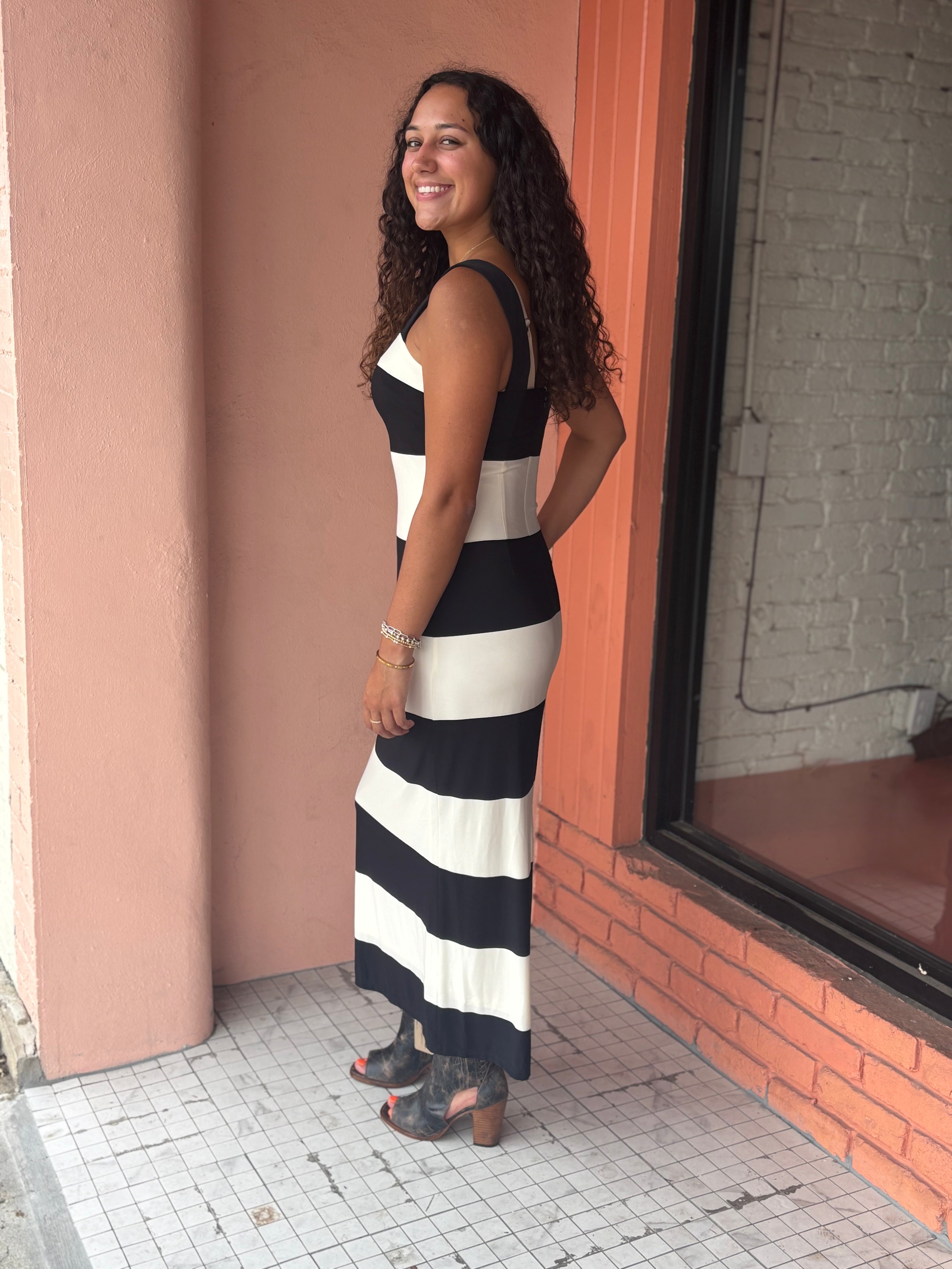 Wide Stripe Dress - Urban Mills Boutique