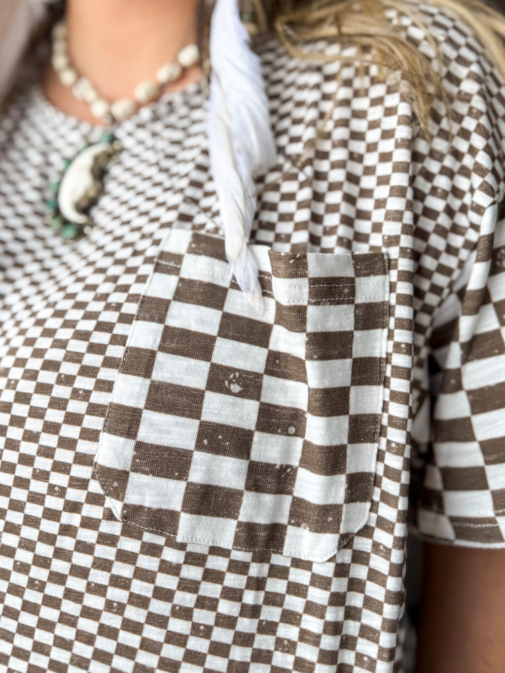 Bone/Turq. Halfmoon Necklace - Urban Mills Boutique