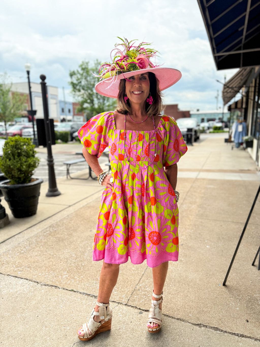 Pop Flower Border Dress - Urban Mills Boutique