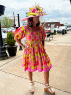 Pop Flower Border Dress - Urban Mills Boutique