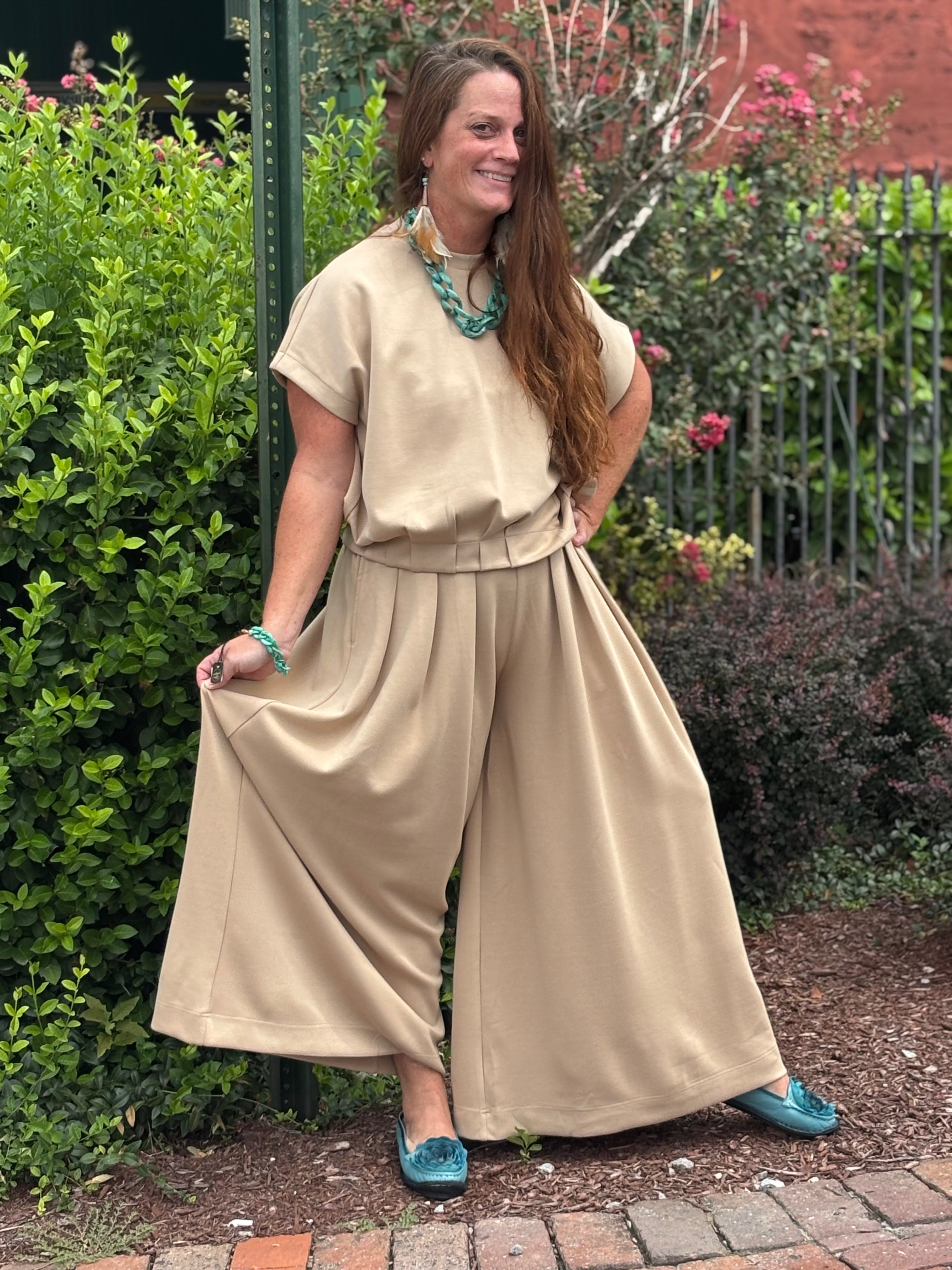 Latte Wide Leg Pants - Urban Mills Boutique