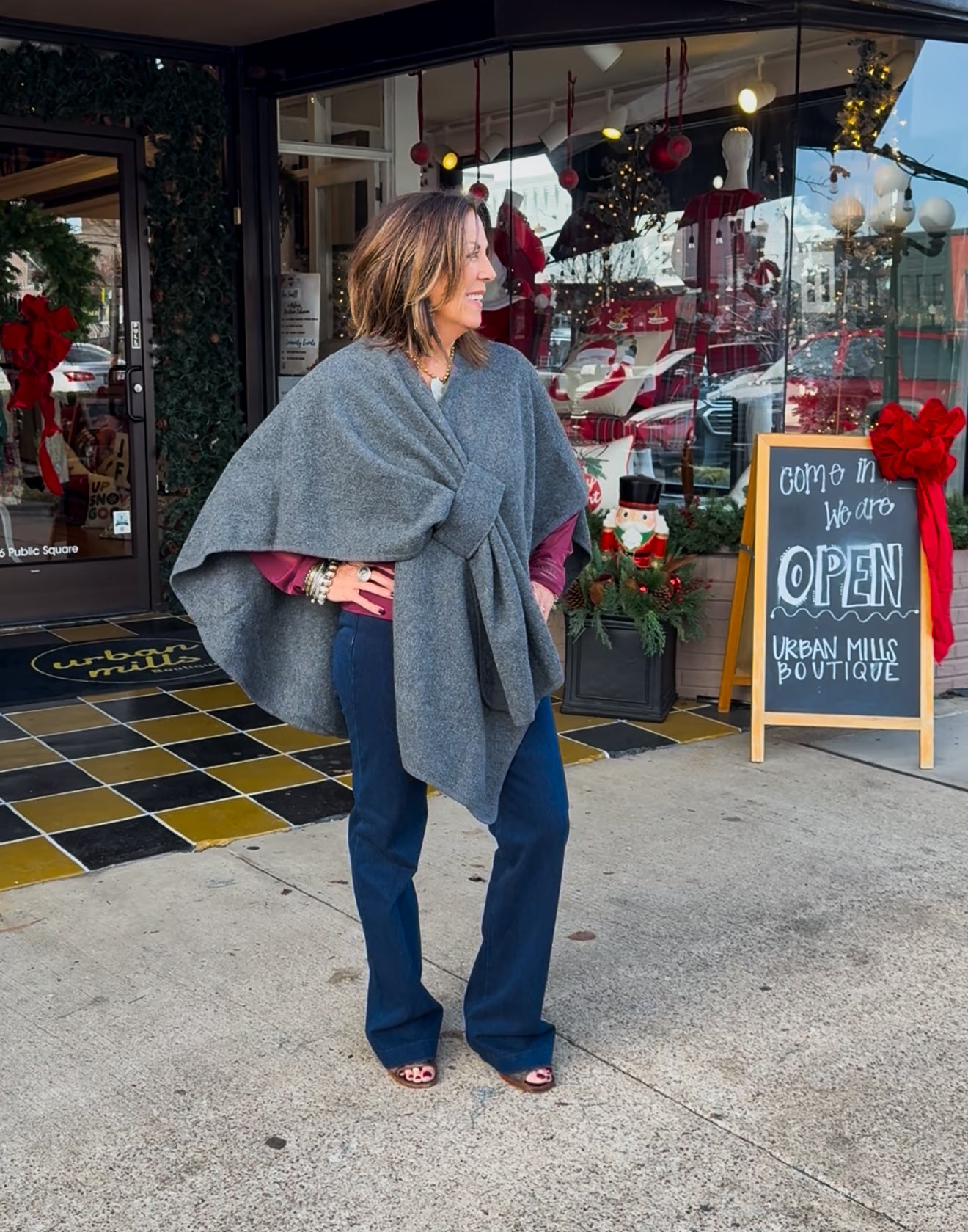 Knit Wrap Charcoal - Urban Mills Boutique