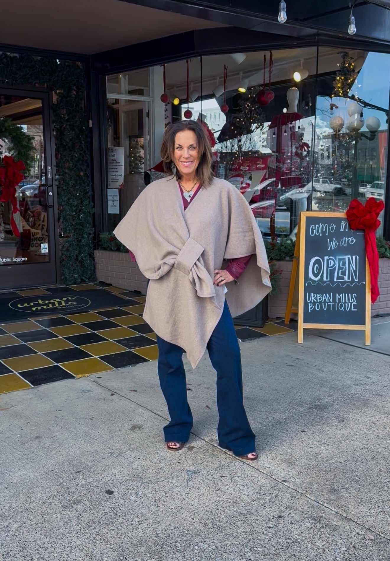 Knit Wrap Taupe - Urban Mills Boutique