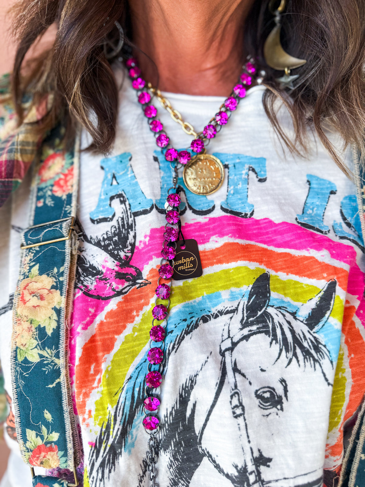 Pink Crystal Necklace - Urban Mills Boutique