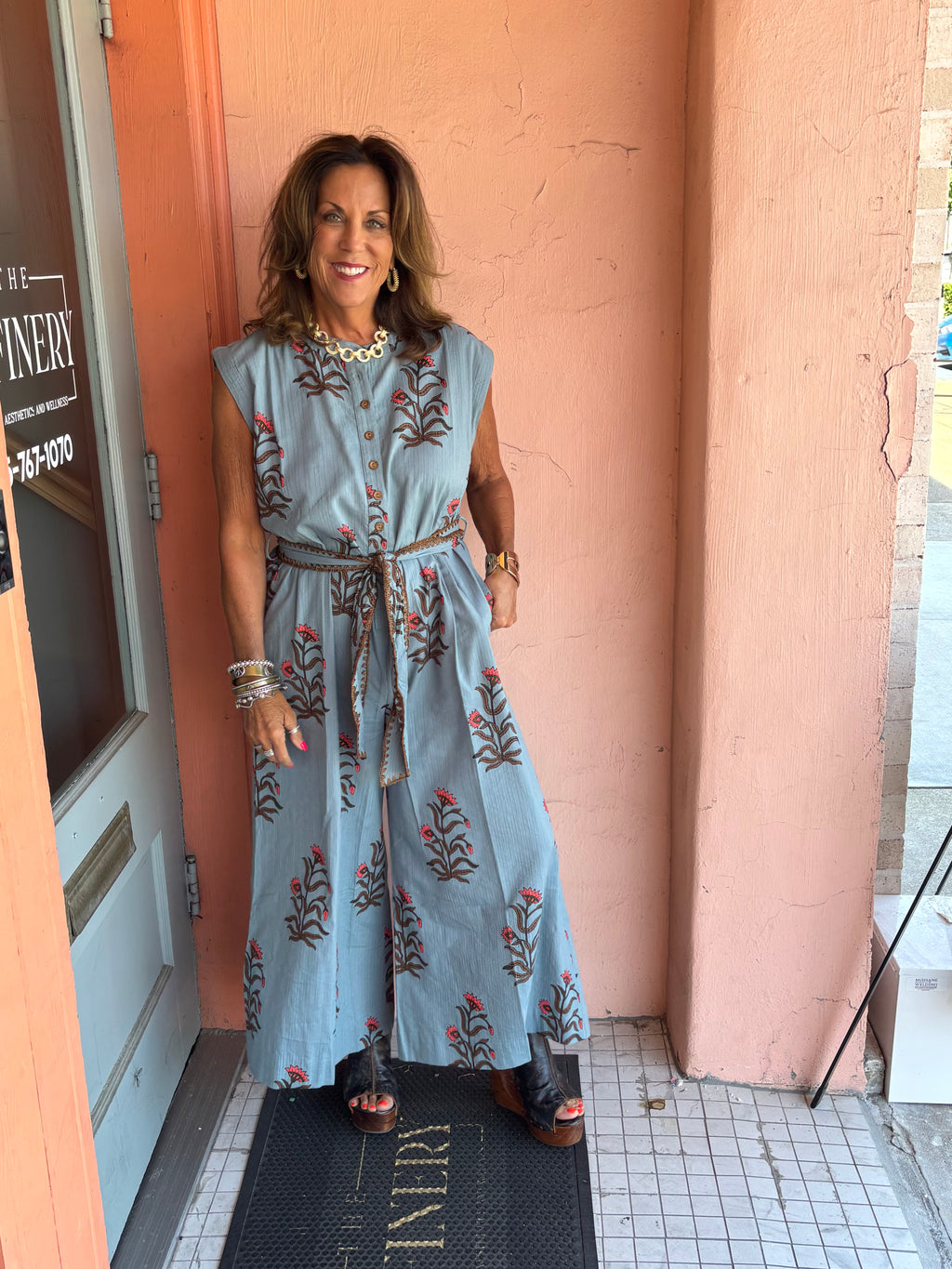 Block Print Jumpsuit - Urban Mills Boutique