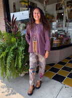 PATCHWORK PANTS W/MUSHROOM - Urban Mills Boutique