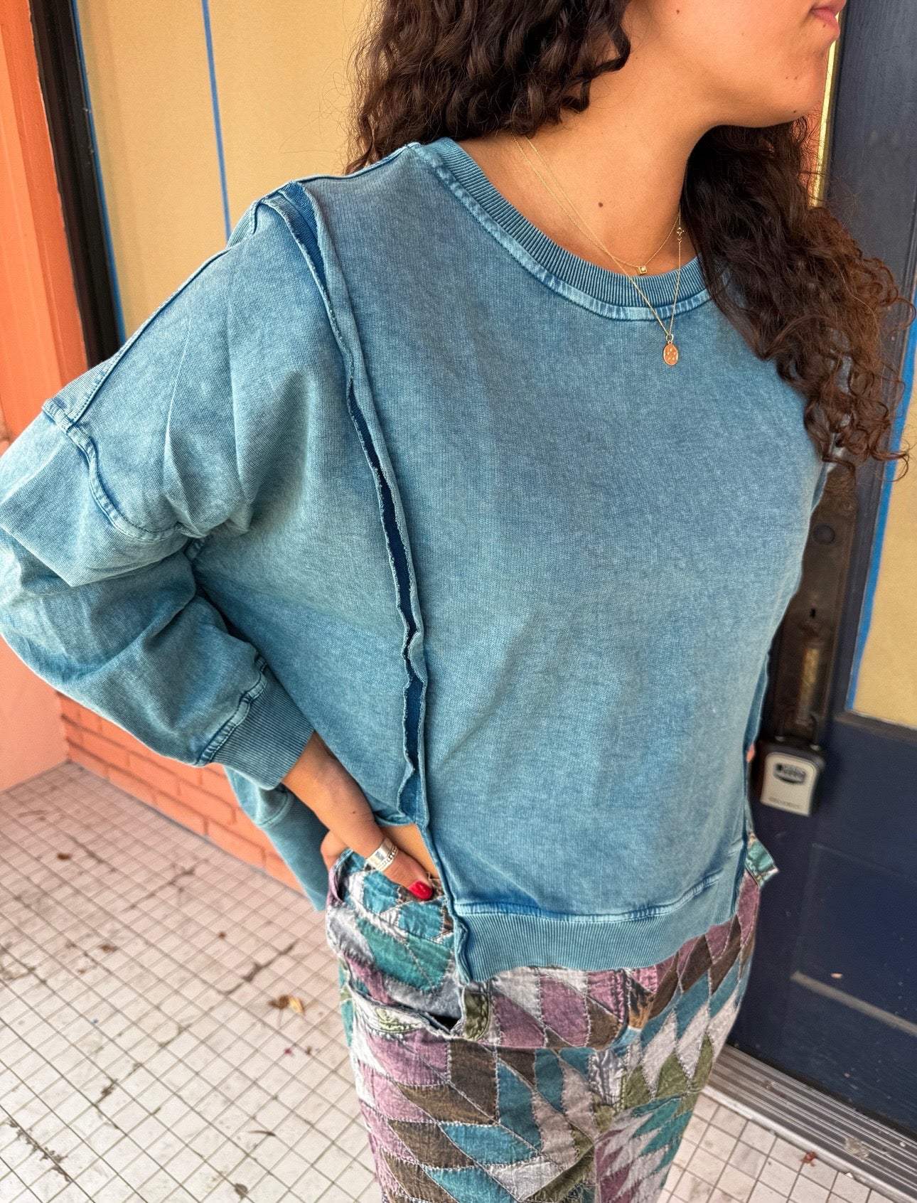 Blue Fleece Top - Urban Mills Boutique