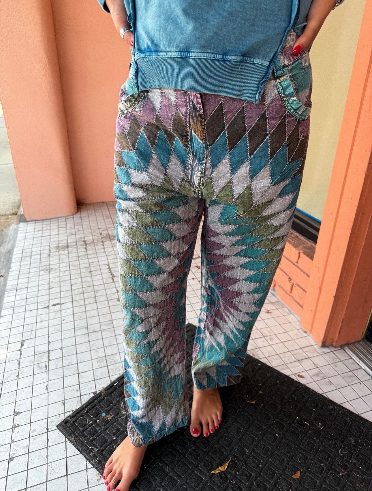 Patchwork Pant-Grey - Urban Mills Boutique