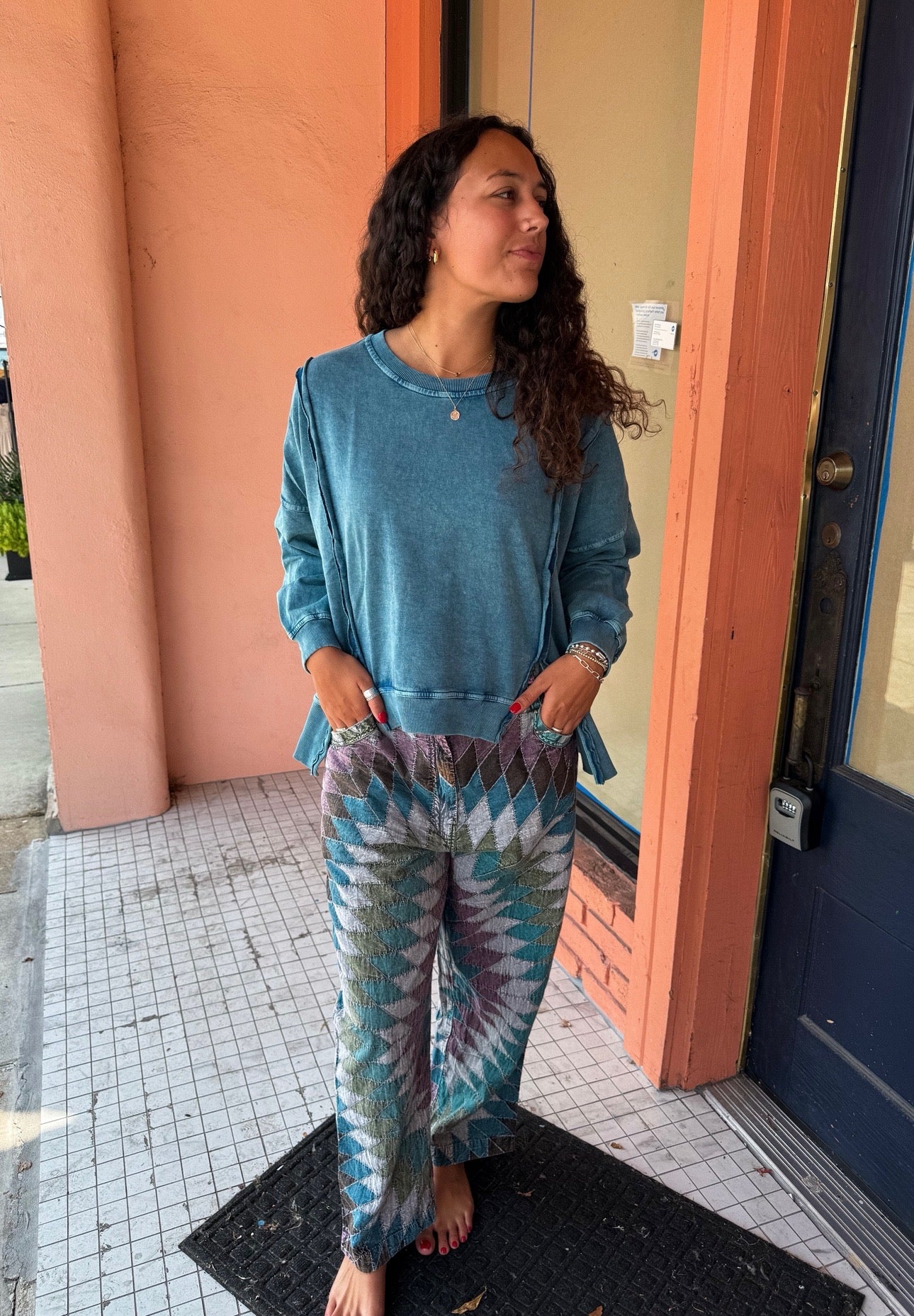 Patchwork Pant-Grey - Urban Mills Boutique