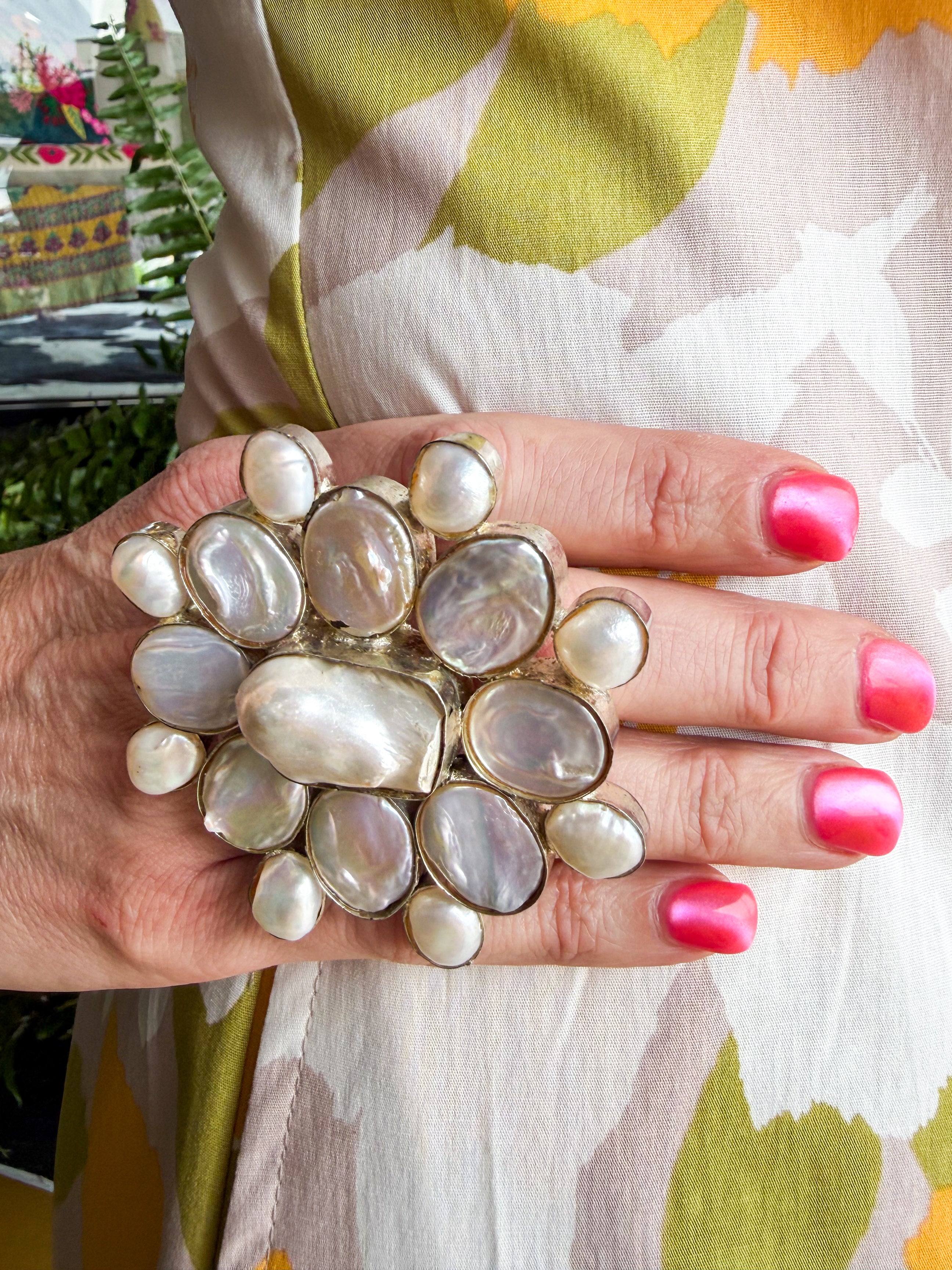 Big White Cluster Pearl Ring - Urban Mills Boutique