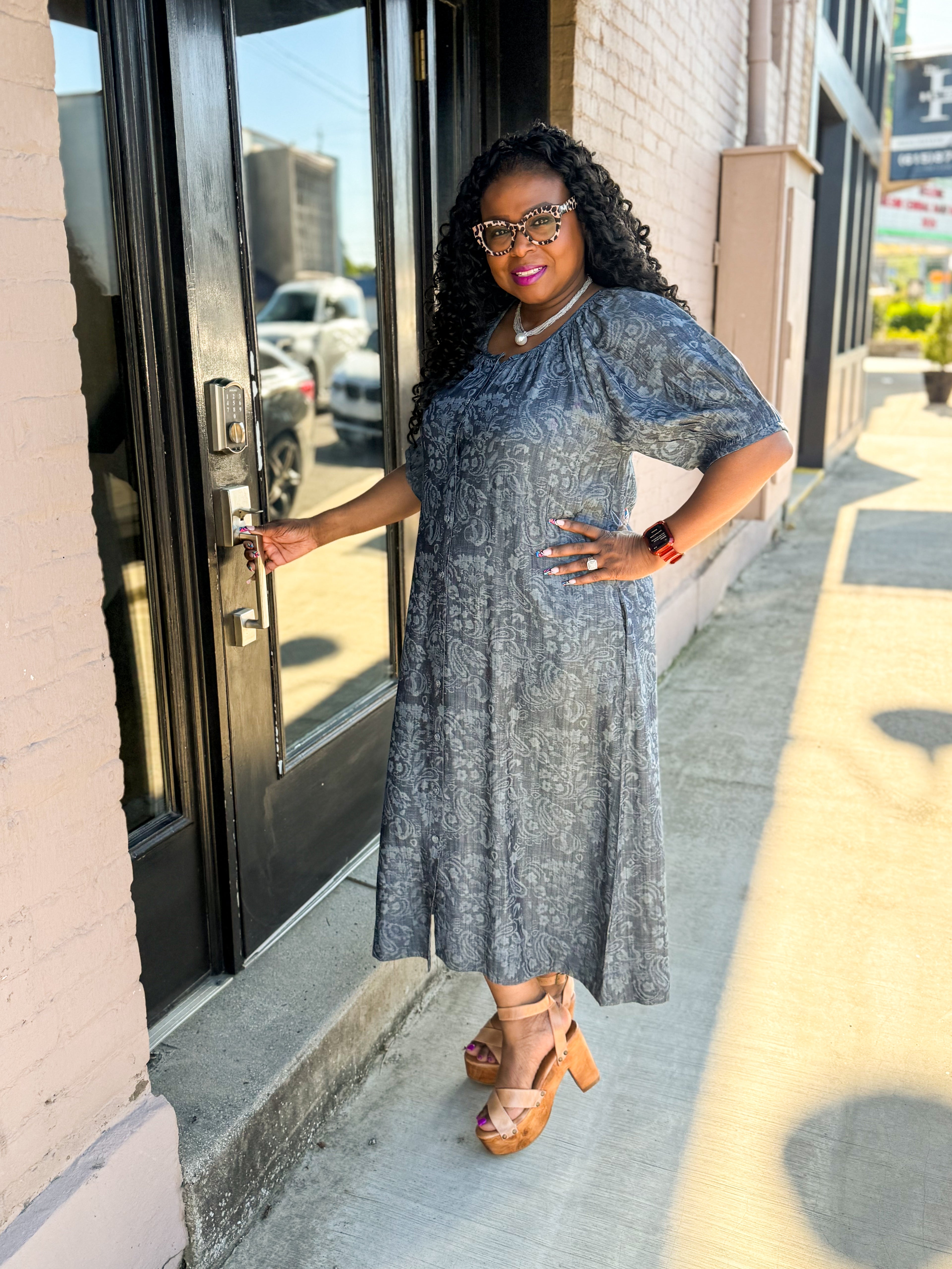 Tucked Denim Dress - Urban Mills Boutique