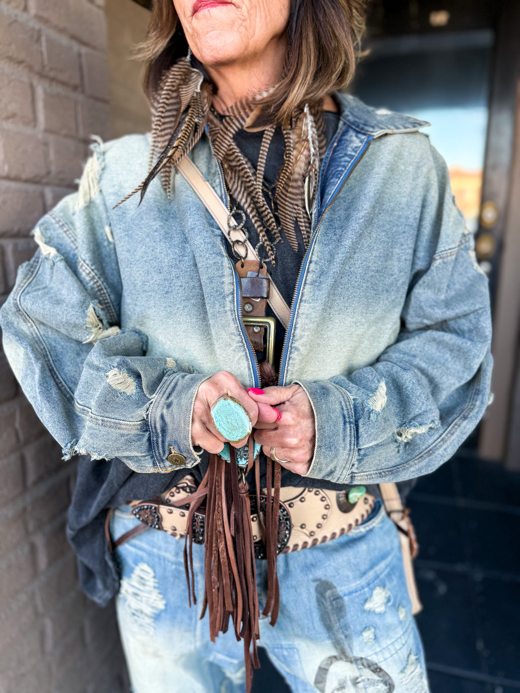 Uptown Crop Denim Jacket - Urban Mills Boutique