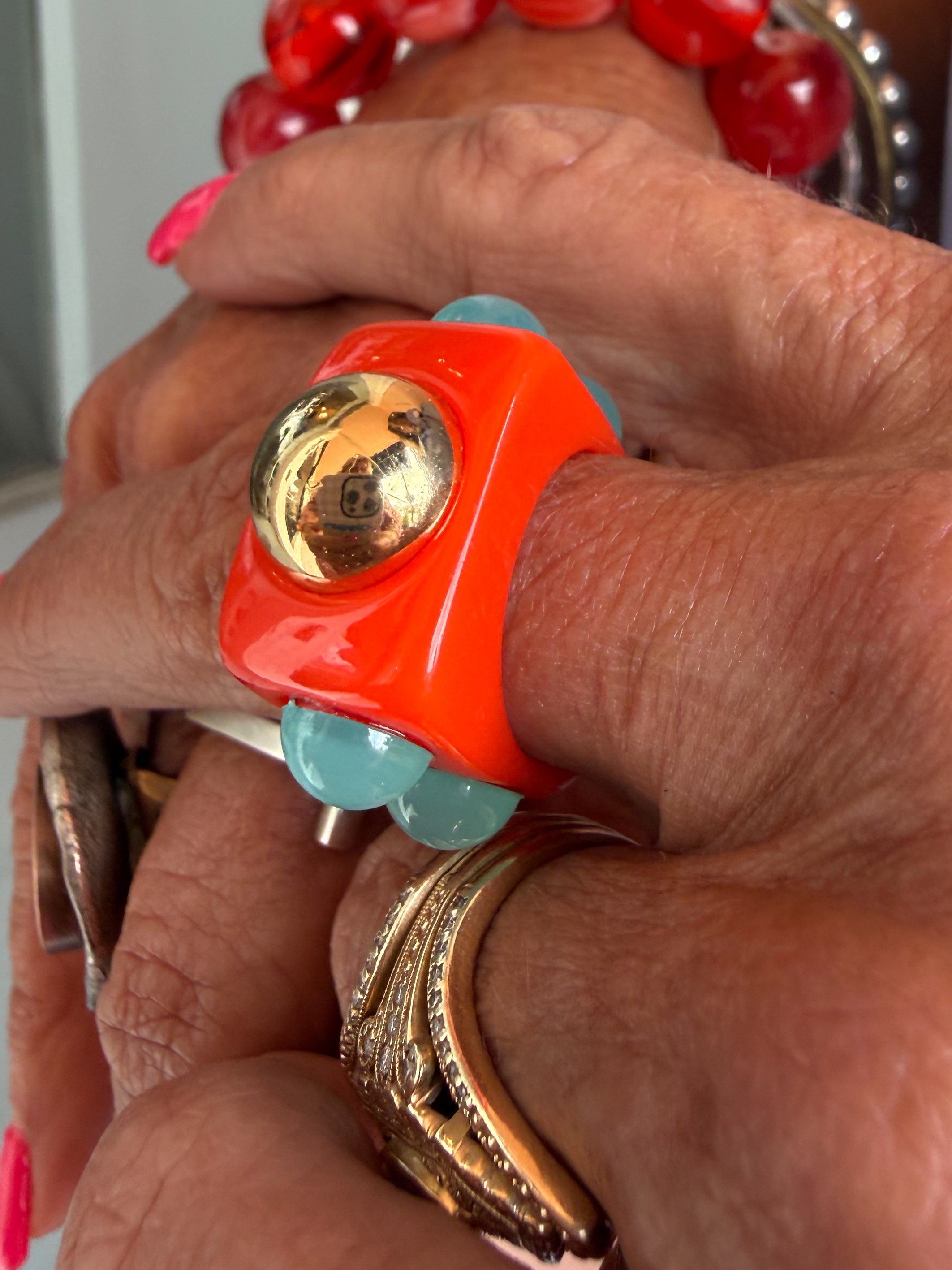 Orange Bulky Ring - Urban Mills Boutique