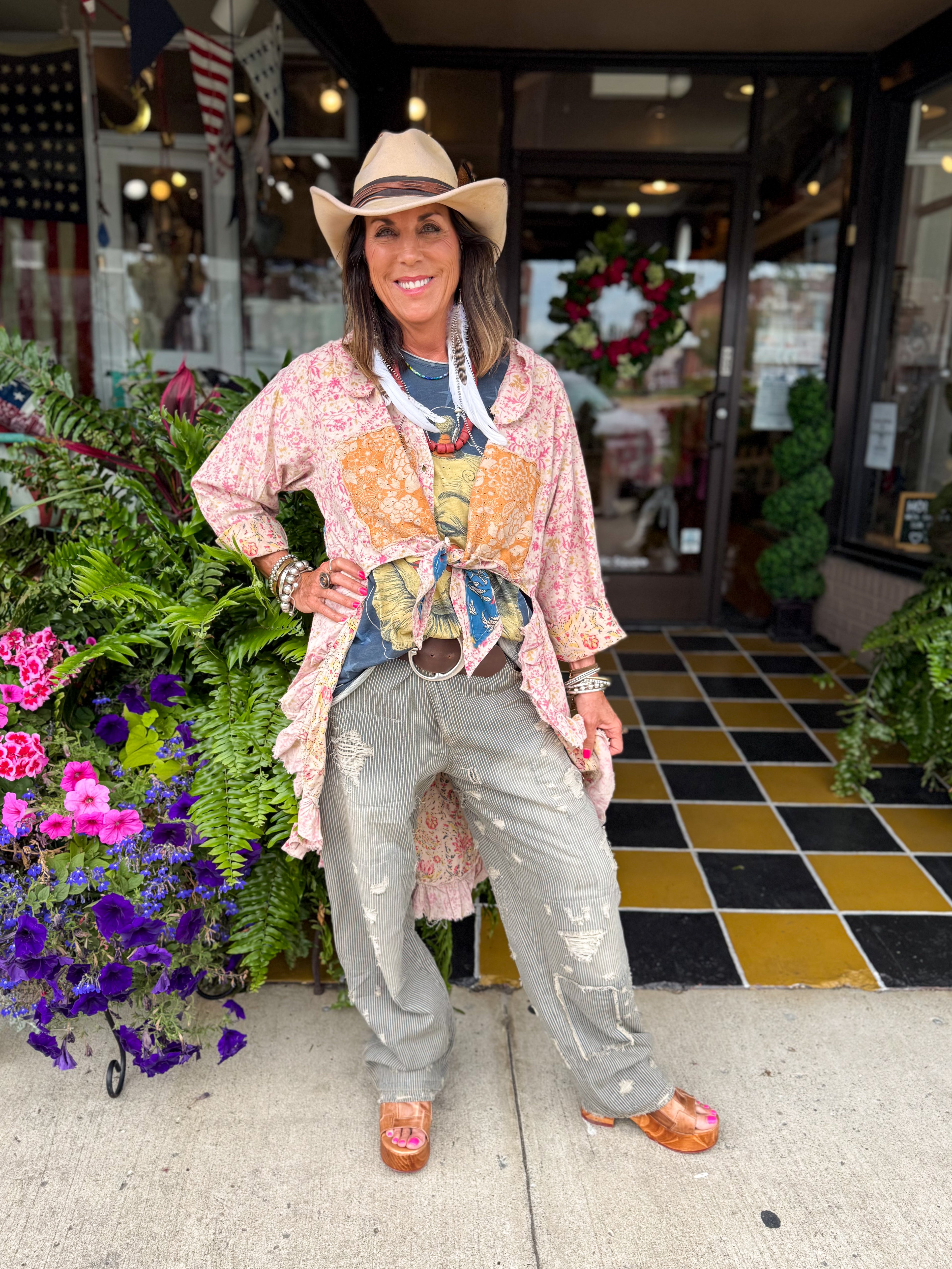 Peace & Love Railroad Jeans - Urban Mills Boutique