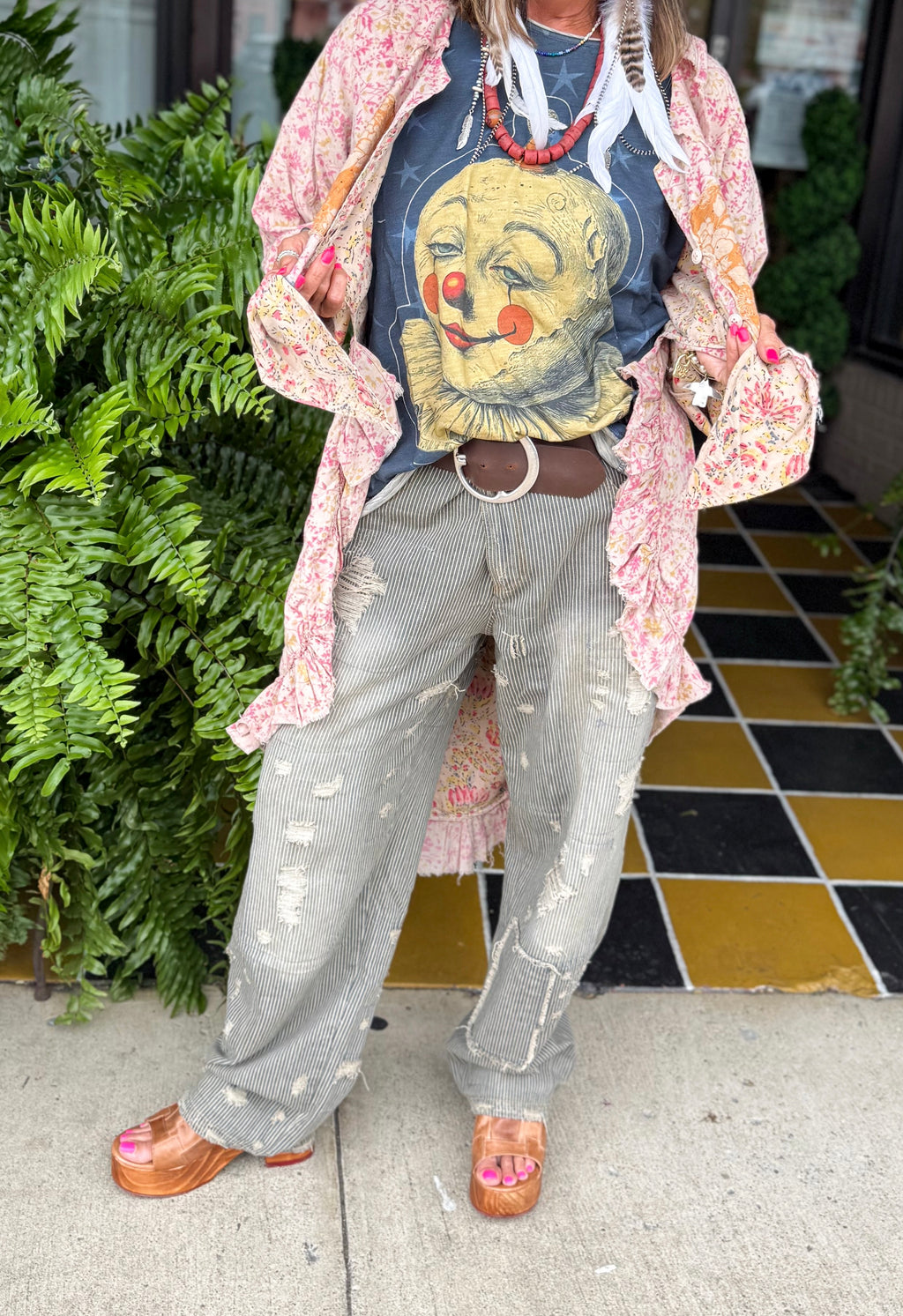 Peace & Love Railroad Jeans - Urban Mills Boutique