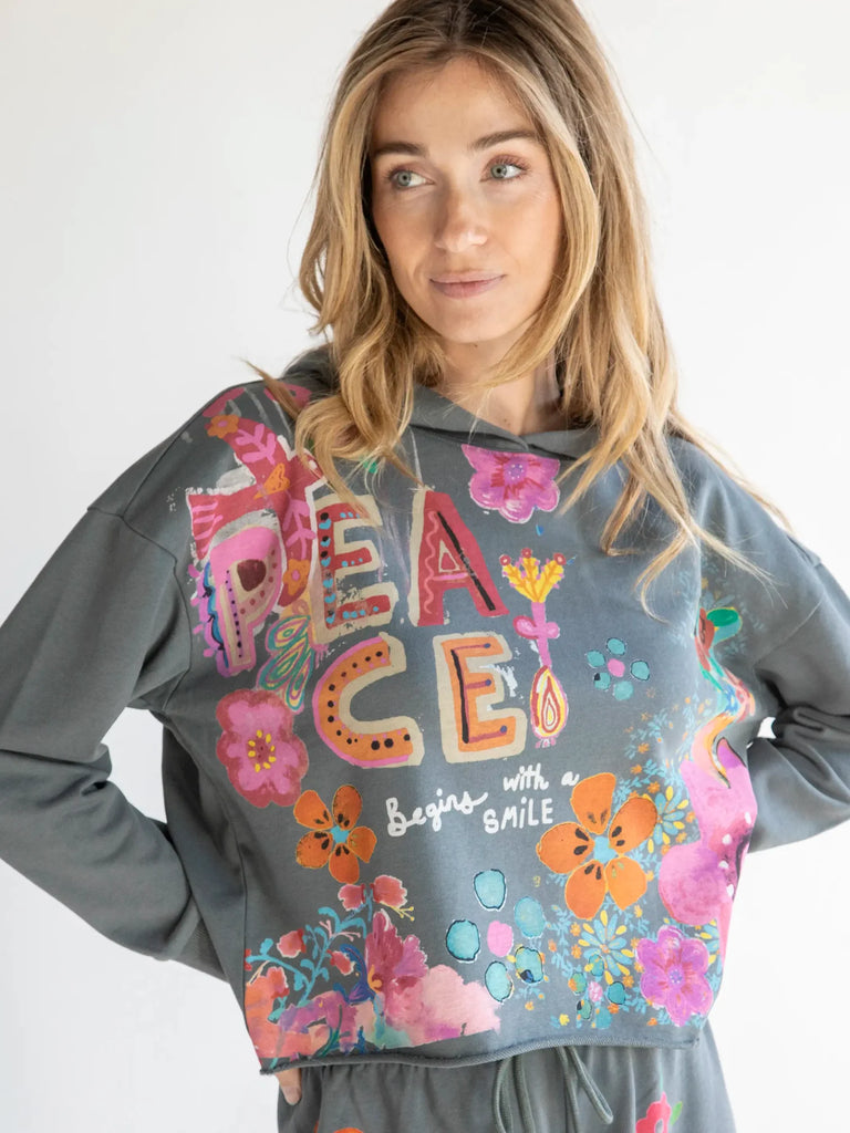 Canvas Hoodie Peace - Urban Mills Boutique 
